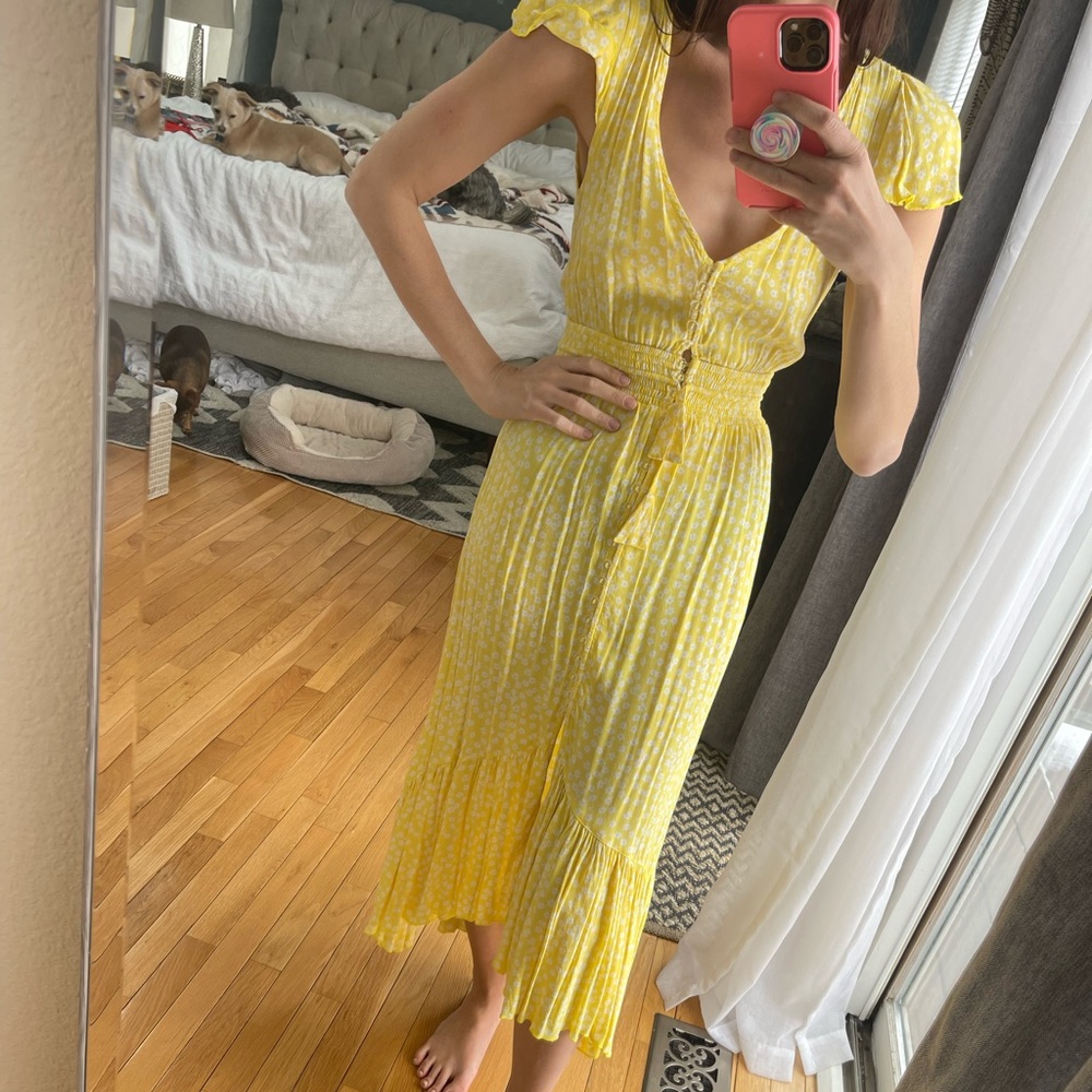 Floral bright yellow high low Vici Dolls dress
